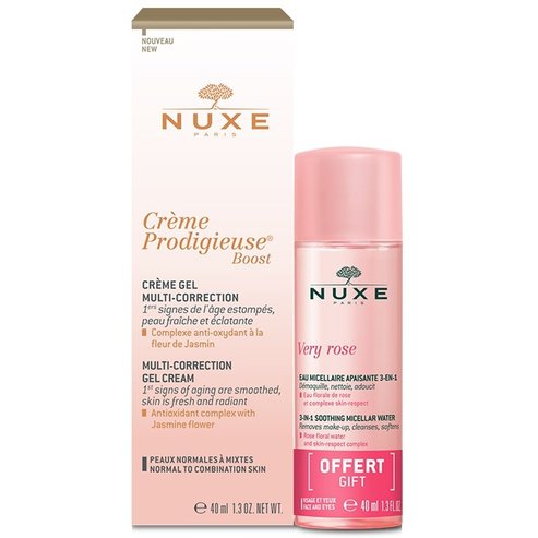 Nuxe PROMO PACK Prodigieuse Boost Face & Neck Day Gel Cream 40ml & Подарък Very Rose 3 in 1 Soothing Micellar Water 40ml