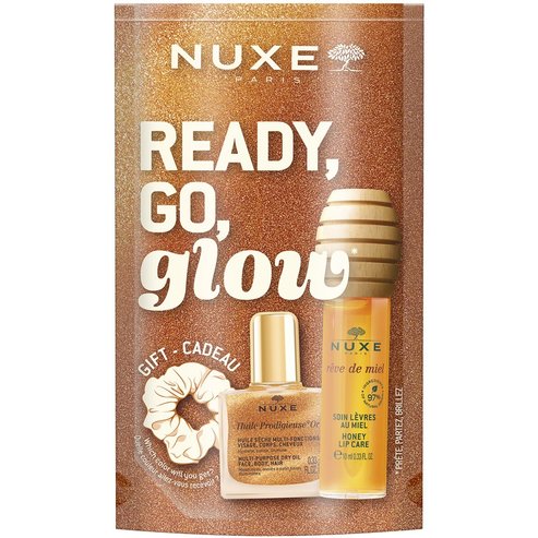Nuxe Promo Reve de Miel Honey Lip Care Oil 10ml & Huile Prodigieuse Or 10ml & Подарък Hair Scrunchie в произволен избор на цвят 1 бр