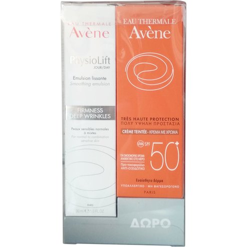 Avene Промо Physiolift Emulsion Lissante Дневна изглаждаща емулсия против бръчки 30ml & Подарък Tinted Creme SPF50+, 50ml
