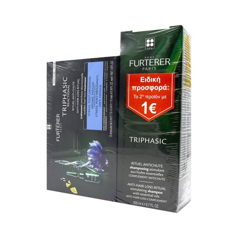 Rene Furterer PROMO PACK Triphasic Reactionel Anti-Hair Loss Ritual 12 amp. x 5ml & Triphasic Stimulating Shampoo 200ml
