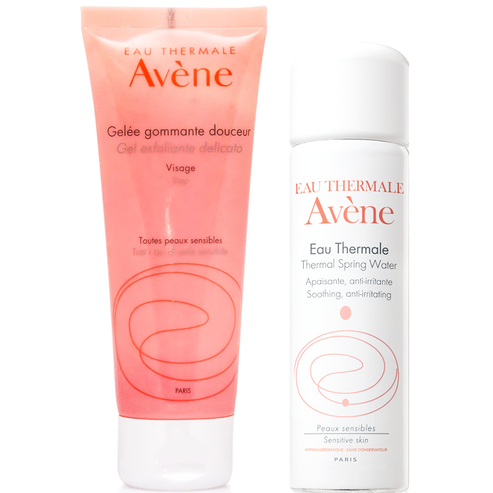 Avene Gelee Gommante Douceur Нежен ексфолиатор за лице 75ml & подарък Eau Thermale Термална вода 50ml