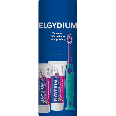 Elgydium Promo Kids Soft Toothbrush 2-6 Years 1 брой розово/фуксия & Toothpaste Red Berries 100ml (2x50ml)