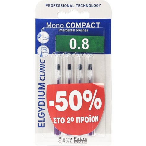 Elgydium Promo Clinic Mono Compact Interdental Brushes 0.8mm 2x4 бр