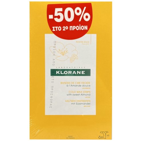 Klorane Promo Almond Cold Wax Strips Legs 12 бр (2x6 бр)