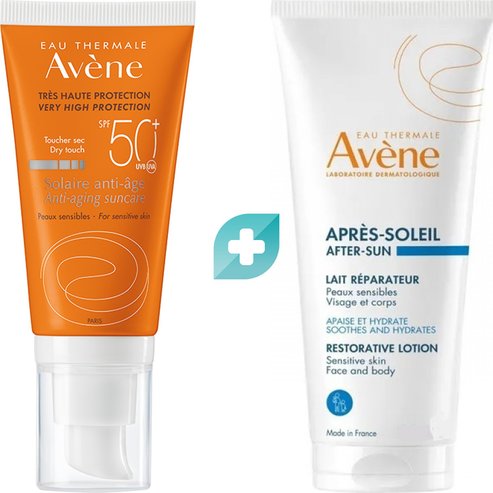 Avene Promo Solaire Anti-Age Dry Touch Spf50+, 50ml & Подарък After Sun Restorative Lotion Travel Size 50ml
