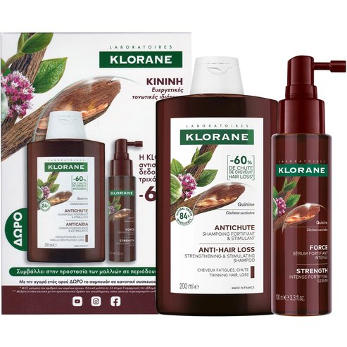 Klorane Promo Quinine Anti-Hair Loss Shampoo 200ml & Strength Intense Fortifying Serum 100ml