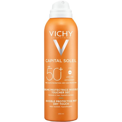 Vichy Capital Soleil Spf50+ Invisible Protective Mist Слънцезащитен крем за тяло с много висока защита под формата на спрей, водоустойчив с хидратиращо действие 200ml
