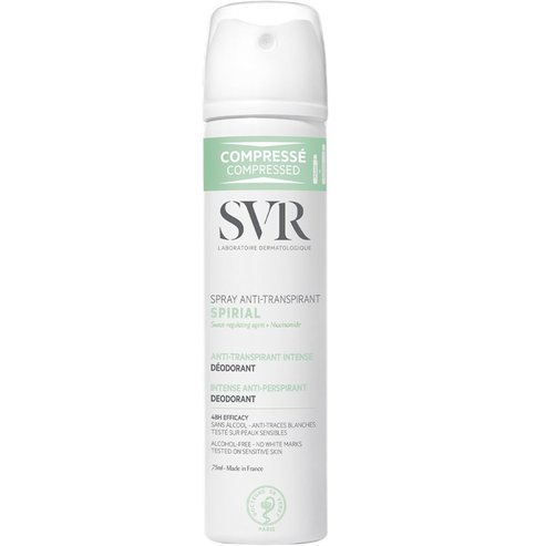 SVR Spirial 48h Intense Anti-Transpirant Deodorant Spray Дълготраен дезодорант и антиперспирант спрей, подходящ за усещане за свежест и регулиране на изпотяването 75ml
