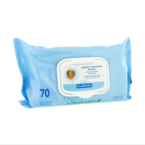 Klorane Bebe Cleansing Wipes, 70 бр Кърпички за почистване