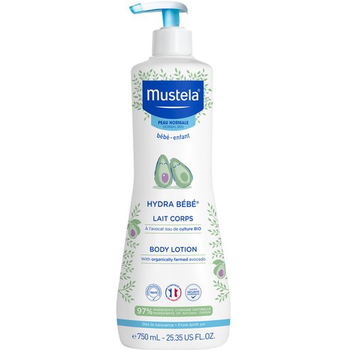 Mustela Hydra Bebe Body Lotion Хидратиращ лосион за тяло за бебета от първия ден на раждането, с био авокадо, с помпа 750ml