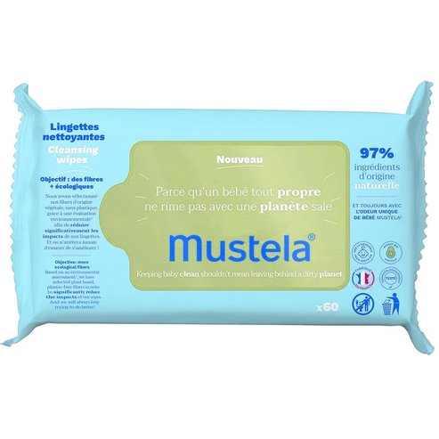Mustela Eco-Responsible Natural Fiber​​​​​​​ Cleansing Wipes 60 Парчета (1x60 Парчета)