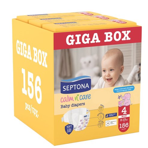 Septona Calm n\' Care Baby Diapers Giga Box Maxi No4 (8-13kg) 156 бр (3x52 бр)