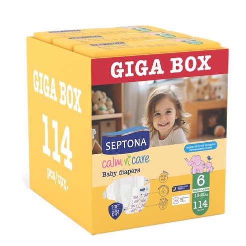 Septona Calm n\' Care Baby Diapers Giga Box Extra Large No6 (13-20kg) 114 бр (3x38 бр)