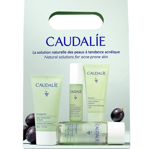 Caudalie Vinopure Promo Purifying Cleanser Gel 30ml & Toner 50ml & Blemish Control Salicylic Serum 10ml & Moisturizing Mattifying Fluid 15ml