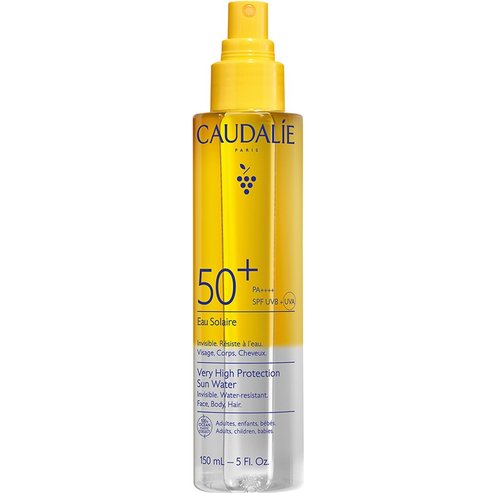 Caudalie Vinosun Spf50+ Protection Sun Water Слънцезащитен крем с много висока степен на защита за лице, тяло и коса, немазна текстура за прозрачен ефект 150ml