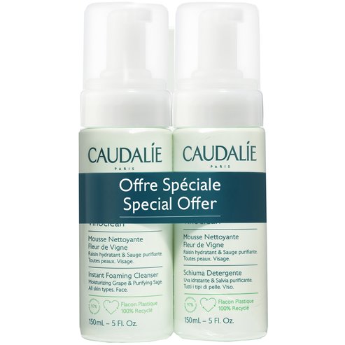 Caudalie PROMO PACK Vinoclean Instant Foaming Face Cleanser 2x150ml