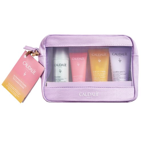 Caudalie PROMO PACK Instant Foaming Cleanser 50ml & Moisturizing Sorbet 15ml & Shower Gel 30ml & Hyaluronic Nourishing Body Lotion 30ml & Подарък Чанта за тоалетни принадлежности