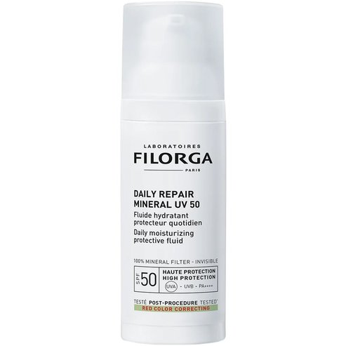 Filorga Daily Repair Spf50 Mineral Moisturizing Protective Fluid Флуиден слънцезащитен крем за лице с висока защита против зачервяване за хидратация & успокояване 50ml