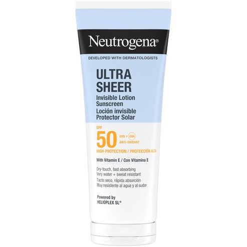 Neutrogena Ultra Sheer Sunscreen Invisible Spf50 Lotion Слънцезащитен лосион за лице и тяло, тънка текстура, висока защита, за всички типове кожа 200ml