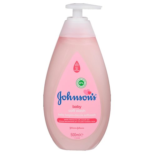 Johnson\'s Baby Soft Wash Нежен душ гел, който нежно почиства чувствителната бебешка кожа и я оставя хидратирана 500ml