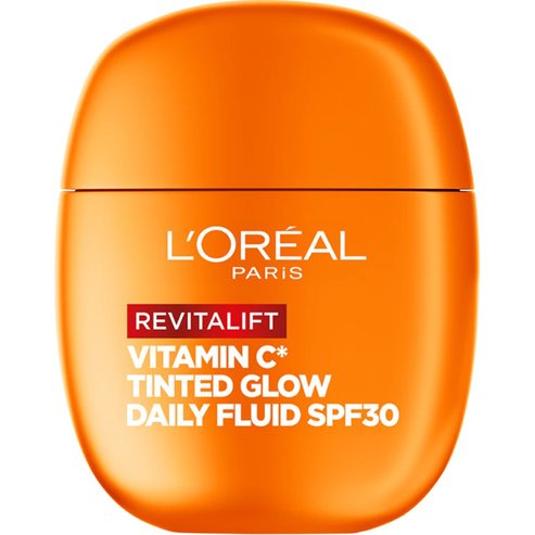 L\'Oreal Paris Revitalift Vitamin C Spf30 Tinted Glow Daily Fluid Флуидна крем за лице с висока защита с витамин C, с цвят & отразяващи перли за сияние, равномерен тон & намаляване на признаците на стареене 40ml