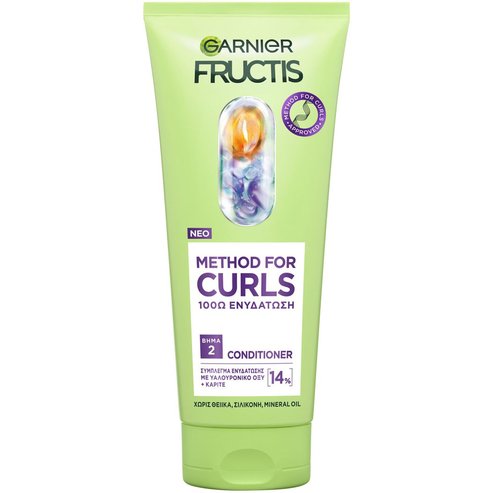Garnier Fructis Method For Curls Step 2 Conditioner Омекотяващ балсам за интензивна хидратация, специално създаден за къдрава коса с хиалуронова киселина & масло от шеа 200ml