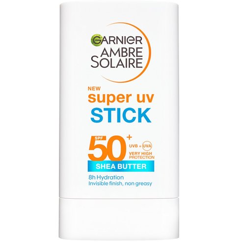 Garnier Ambre Solaire Spf50+ Super UV Invisible Stick Невидим хидратиращ слънцезащитен стик за лице с много висока защита и масло от ший 18g