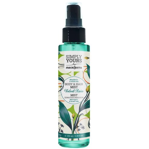 Macrovita Simply Yours Velvet Rain Mandarin & White tea Body & Hair Mist Хидратиращ спрей за тяло & коса с аромат на мандарина & бял чай за кадифено & съблазнително бягство 100ml