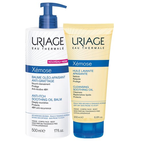 Uriage Eau Thermale Xemose PROMO PACK Anti-Itch Soothing Oil Balm 500ml & Подарък Cleansing Soothing Oil 200ml