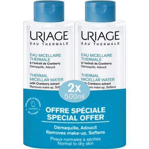 Uriage Promo Eau Thermale Micellar Water with Cranberry Extract Normal to Dry Skin 1Lt (2x500ml)