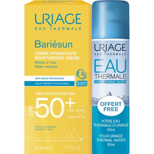 Uriage Promo Bariesun Moisturizing Cream Spf50+, 50ml & Подарък Thermal Water Travel Size 50ml