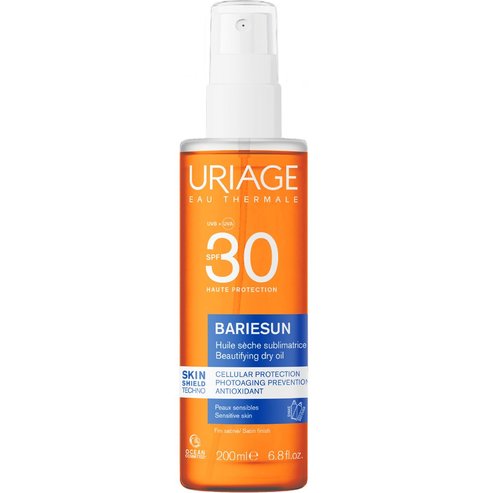 Uriage Bariesun Beautifying Spf30 Satin Finish Dry Oil Spray Слънцезащитно сухо масло за лице, тяло и коса с висока защита, подходящо за чувствителни кожи 200мл