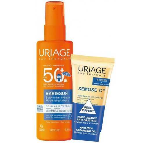 Uriage Promo Bariesun Moisturizing Spf50+ Kid Spray 200ml & Подарък Xemose C8+ Anti-Itch Cleansing Oil 50ml