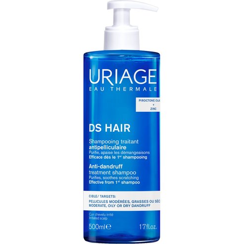 Uriage DS Hair Anti-Dandruff Treatment Shampoo Шампоан против пърхот, който успокоява сърбежа, с помпа 500ml
