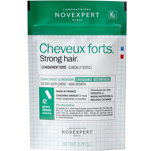Novexpert Strong Hair Хранителна Добавка с Комплекс от Растителни Екстракти, Витамини & Микроелементи с Целенасочена Подкрепа за Силна & Здрава Коса 42veg.caps