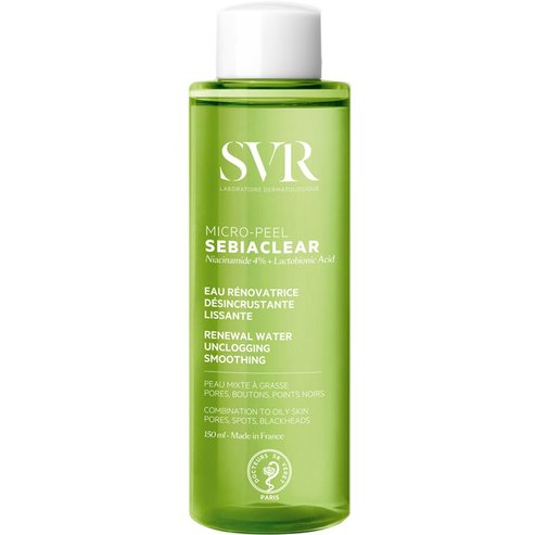SVR Sebiaclear Micro-Peel Renewal Water Освежаващ почистващ лосион за лице, идеален за комбинирана и мазна кожа 150ml