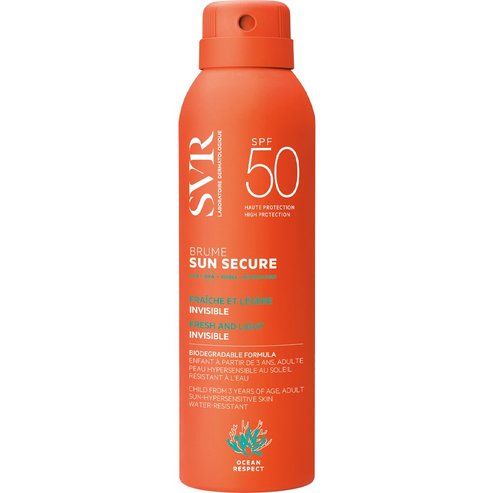 SVR Sun Secure Fresh & Light SPF50 Invisible Brume Spray Слънцезащитен спрей за лице и тяло с висока защита за невидима защита и освежаващо усещане 200ml