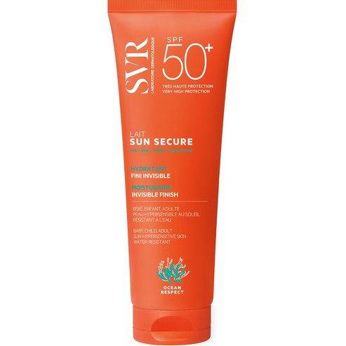 SVR Sun Secure Lait Spf50+ Invisible Finish Sunscreen Хидратиращ слънцезащитен лосион за лице и тяло с тънка текстура, много висока защита и невидим завършек за цялото семейство 250ml