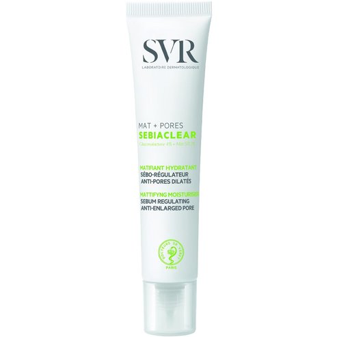 SVR Sebiaclear Mat & Pores Sebum Regulating Anti-Enlarged Pore Cream Матиращ крем за лице с двойно действие за хидратация и регулиране на себума с 4% глюконолактон, салицилова киселина & 2% Mat SR 40ml