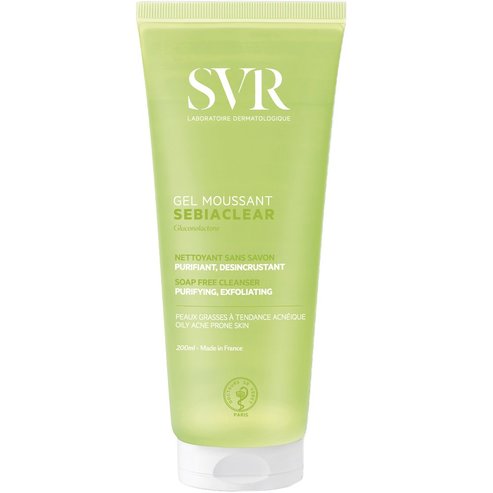 SVR Sebiaclear Anti-Imperfections Gel Moussant Cleanser Почистващ гел за лице и тяло за мазна кожа, склонна към акне, с глюконолактон и салицилова киселина 200ml
