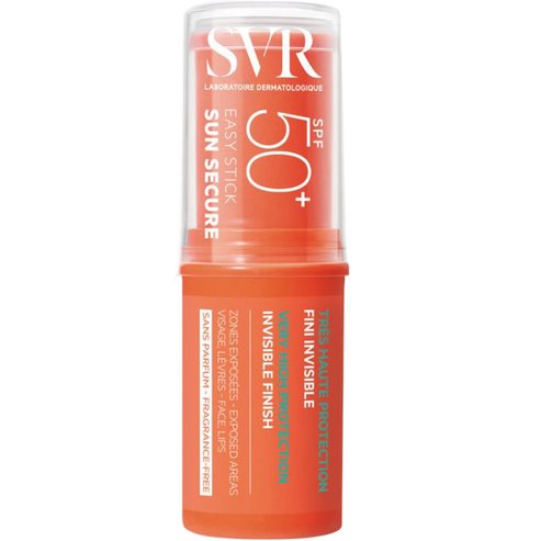 SVR Sun Secure Spf50+ Easy Stick Прозрачен слънцезащитен стик за лице с много висока защита и чувствителна кожа с витамин Е, без аромат 10g
