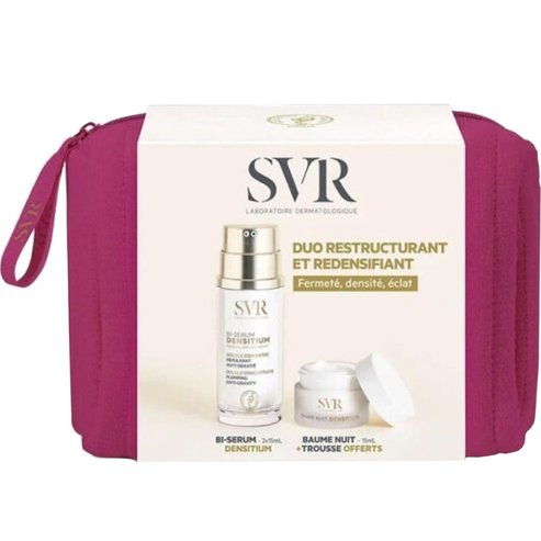SVR Promo Densitium Double Concentrate Plumping Bi-Serum 30ml (2x15ml) & Night Balm 15ml & Подарък торбичка 1 бр