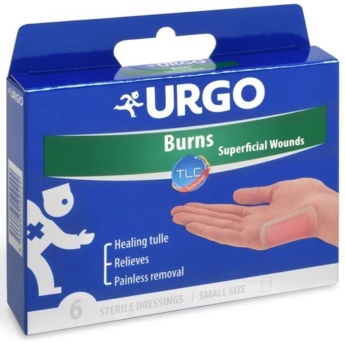 Urgo Burns & Superficial Wounds Dressings Стерилни импрегнирани превръзки за ефективно третиране на изгаряния 1-ва & повърхностна 2-ра степен 6 броя