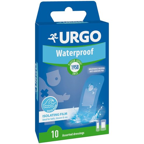 Urgo Waterproof Pads Антисептични, водоустойчиви самозалепващи превръзки, които предпазват раната от вода & бактерии 10 броя