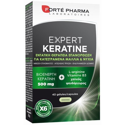 Forte Pharma Expert Keratine Хранителна добавка за 6 пъти по-малко почивка в крехката увредена коса 40Caps