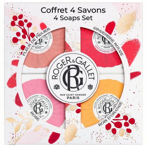 Roger & Gallet Gift Set Fleur de Figuier Soap Bar 50g & Rose Soap Bar 50g & Gingembre Rouge Soap Bar 50g & Bois D\' Orange Soap Bar 50g