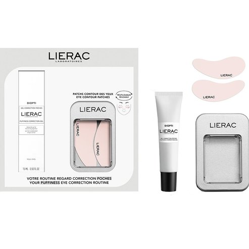 Lierac Promo Diopti Puffiness Correction Gel 15ml & Eye Contour Reusable Patches 1 чифт