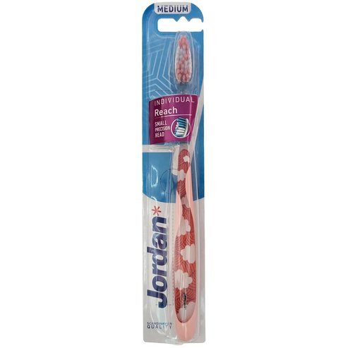 Jordan Individual Reach Medium Toothbrush 1 брой Код 310040 - Оранжево / Бяло