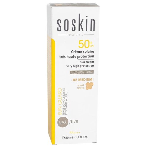 Soskin Sun Guard Face Sun Cream Tinted Very High Protection SPF50+, 50ml - 02 Medium