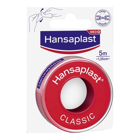 Hansaplast Classic Самозалепваща се здраво закрепваща лента за първа помощ 5м х 1,25см 1 брой